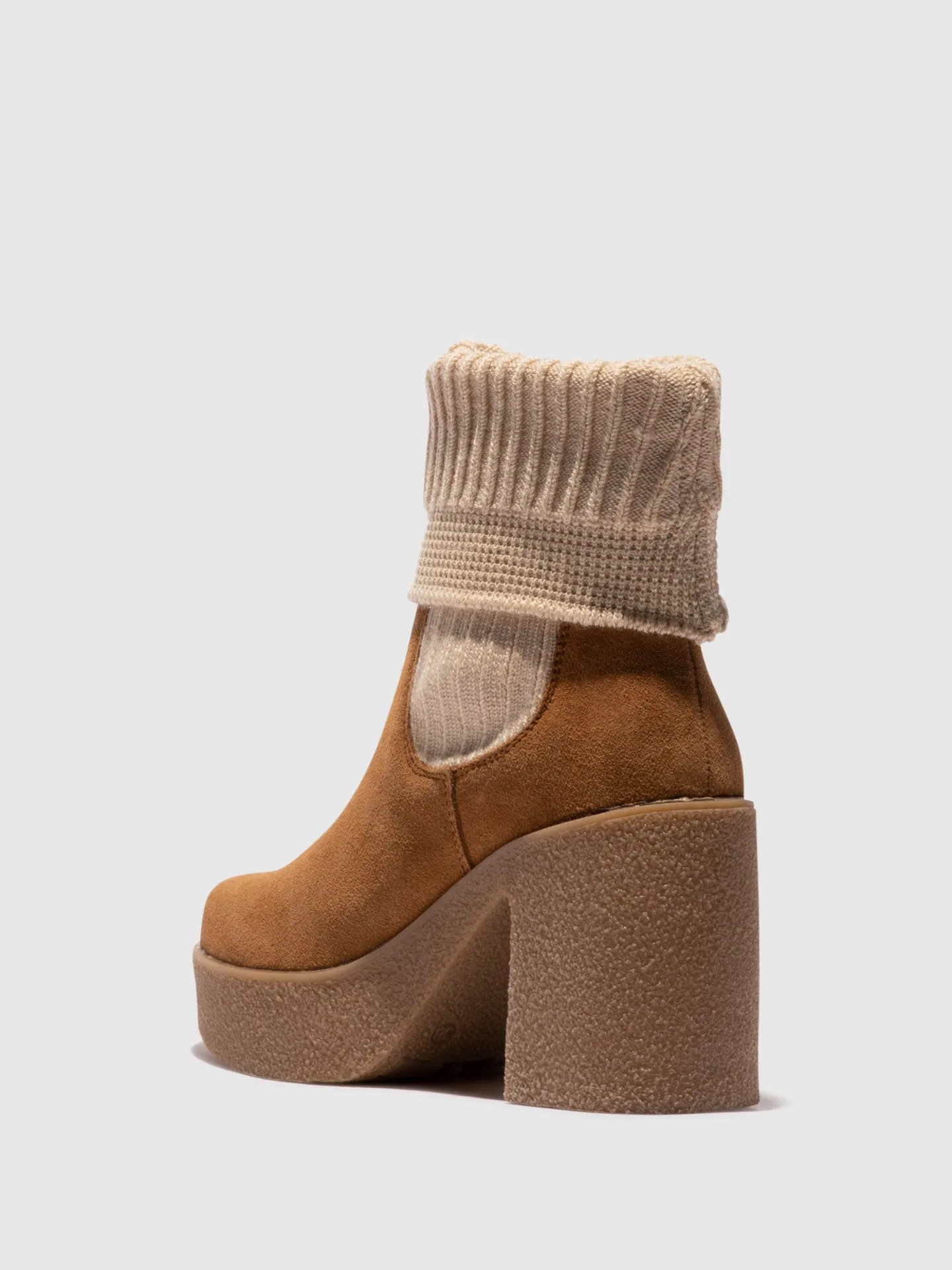 Camel Platform Ankle Boots