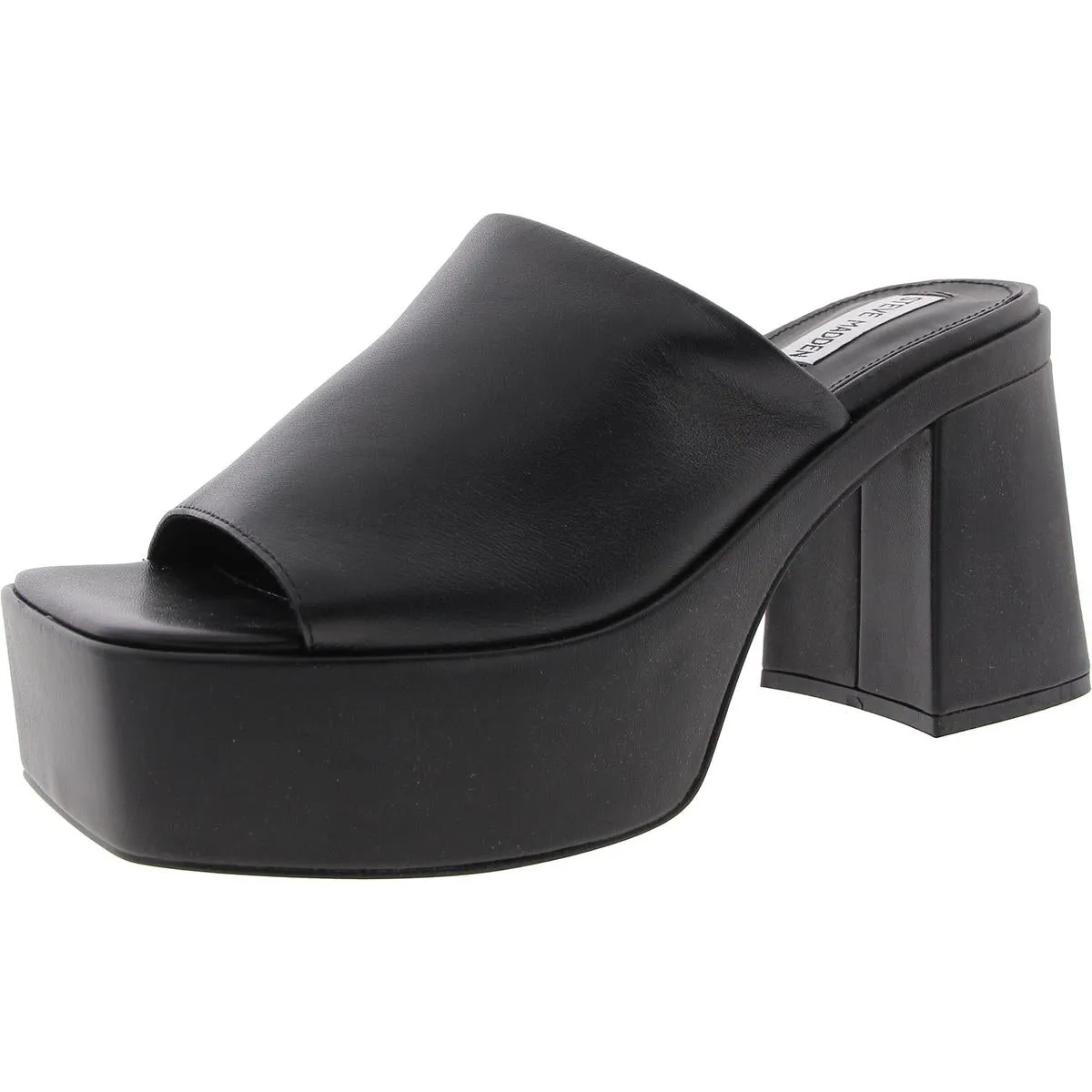 Capria Womens Embossed Leather Mule Sandals