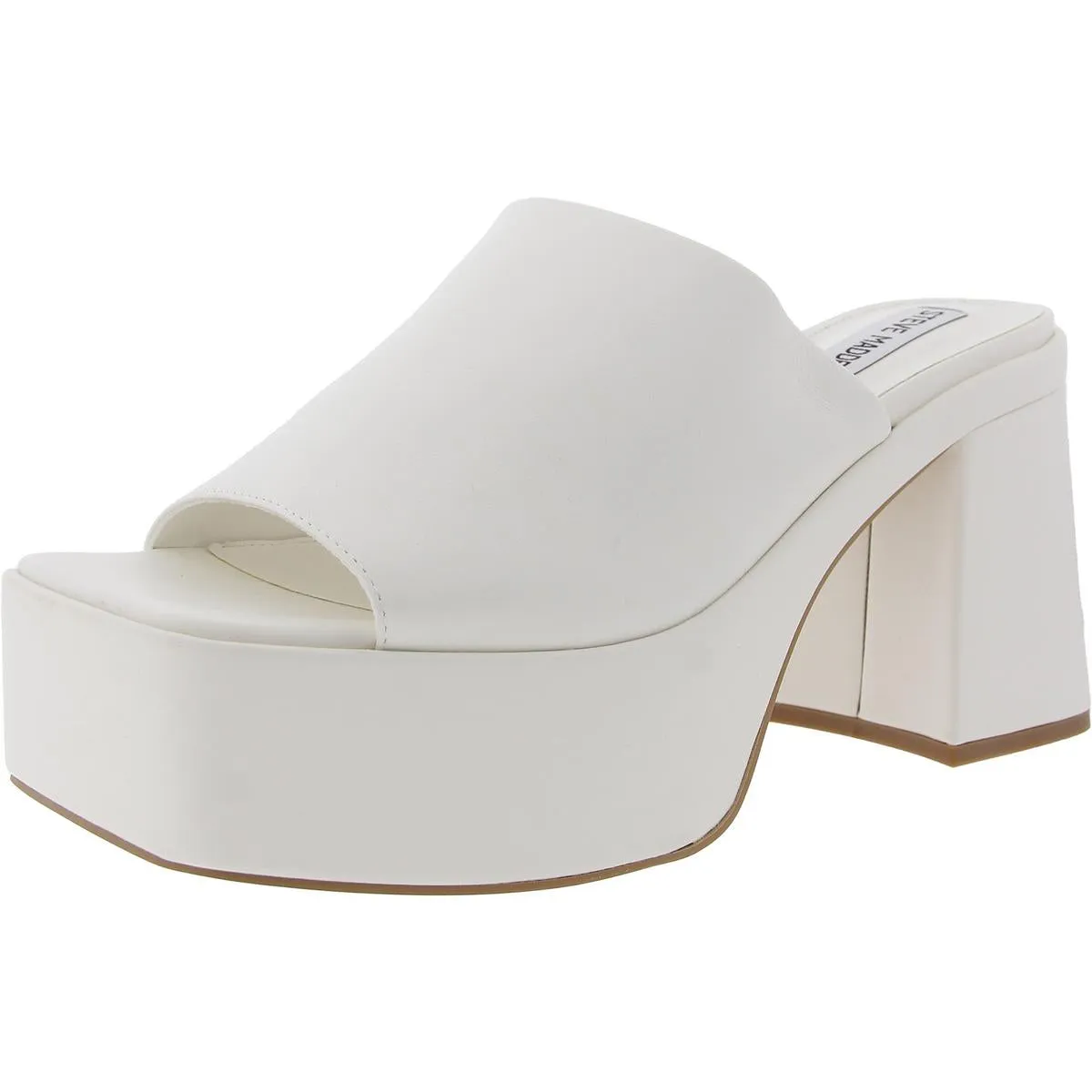 Capria Womens Embossed Leather Mule Sandals