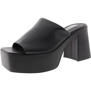 Capria Womens Embossed Leather Mule Sandals