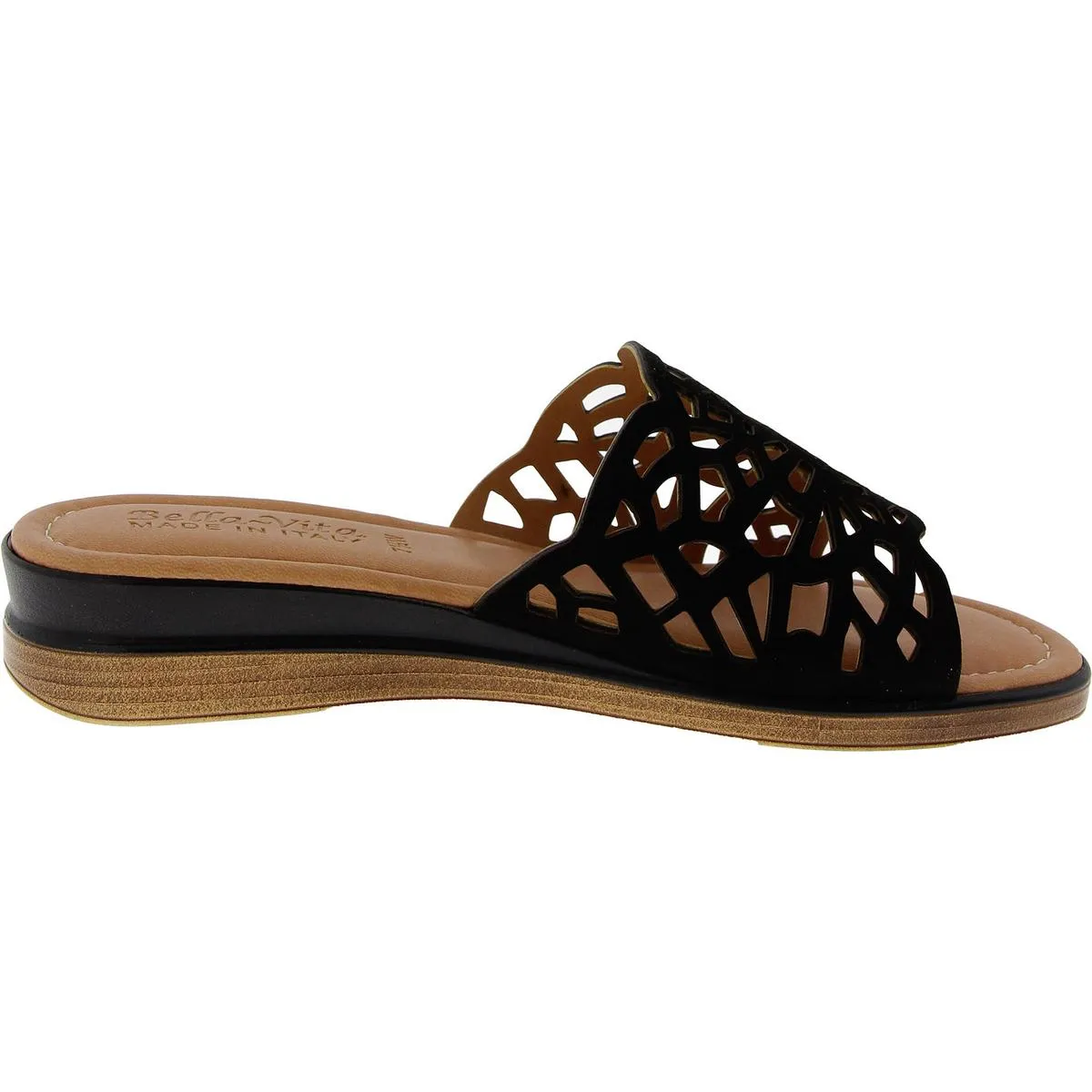 Cas-Italy Womens Cushioned Footbed Leather Slide Sandals