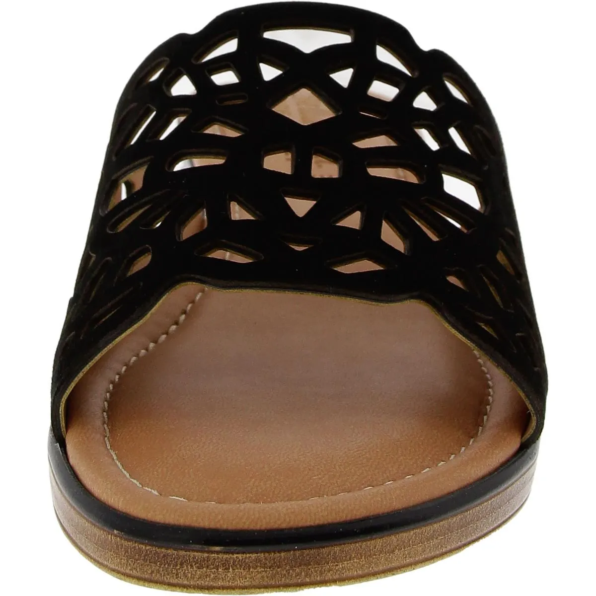 Cas-Italy Womens Cushioned Footbed Leather Slide Sandals
