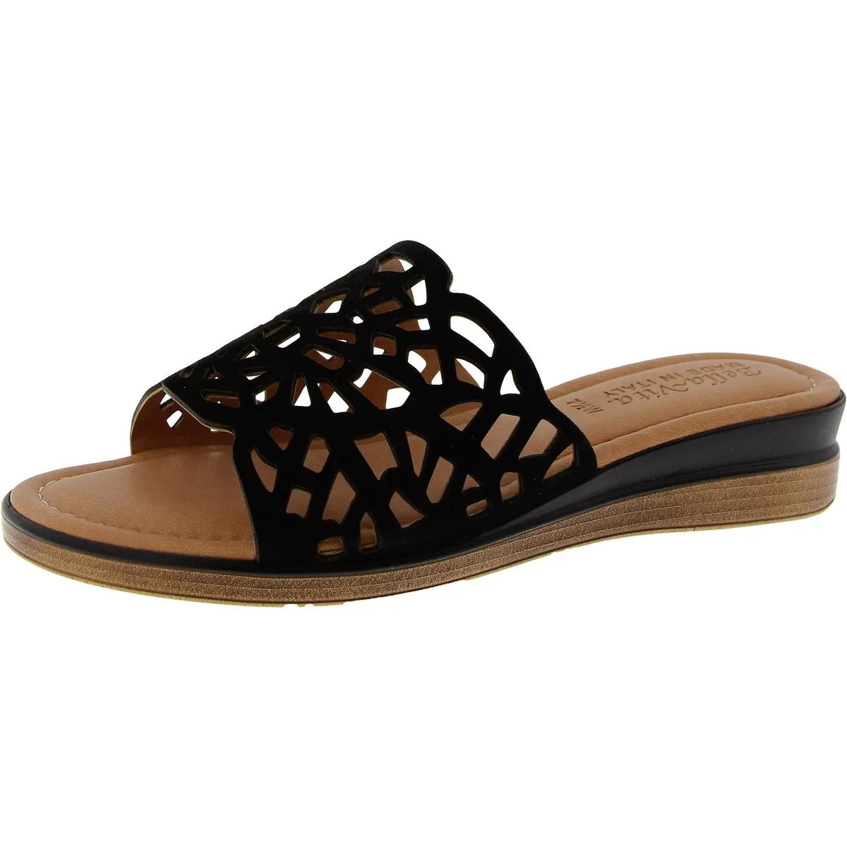Cas-Italy Womens Cushioned Footbed Leather Slide Sandals