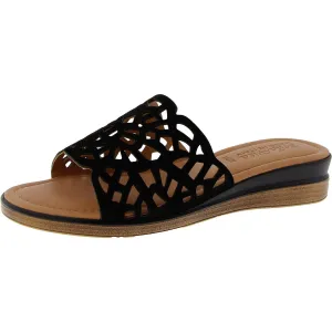 Cas-Italy Womens Cushioned Footbed Leather Slide Sandals
