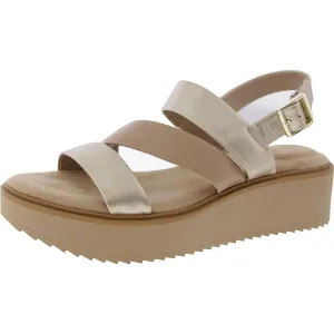 Cessey Womens Metallic Faux Leather Slingback Sandals