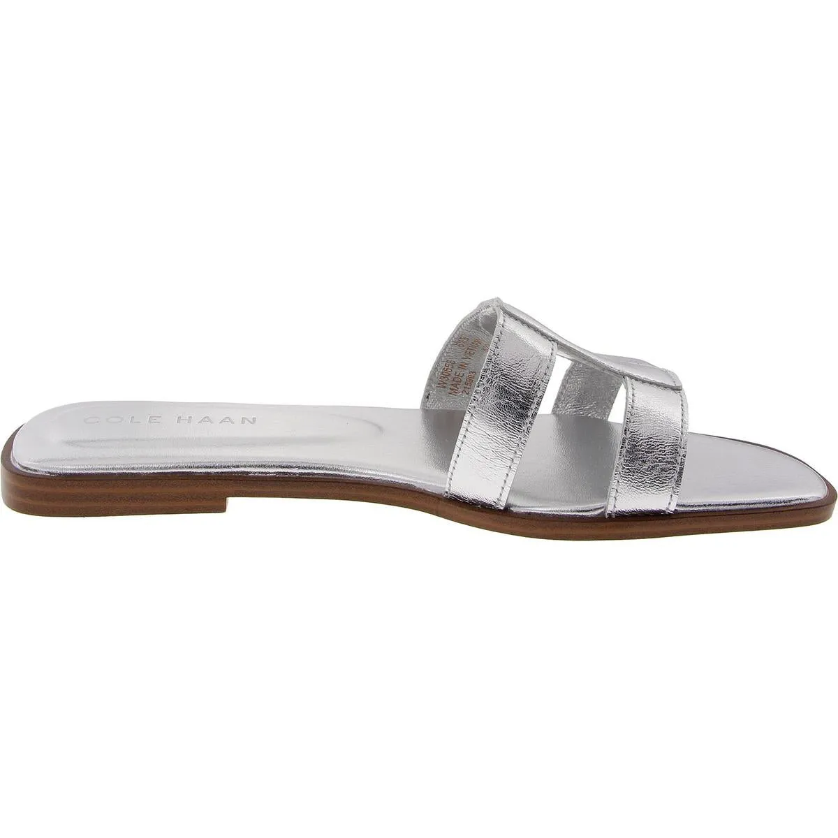 Chrisee Womens Leather Slip-On Slide Sandals