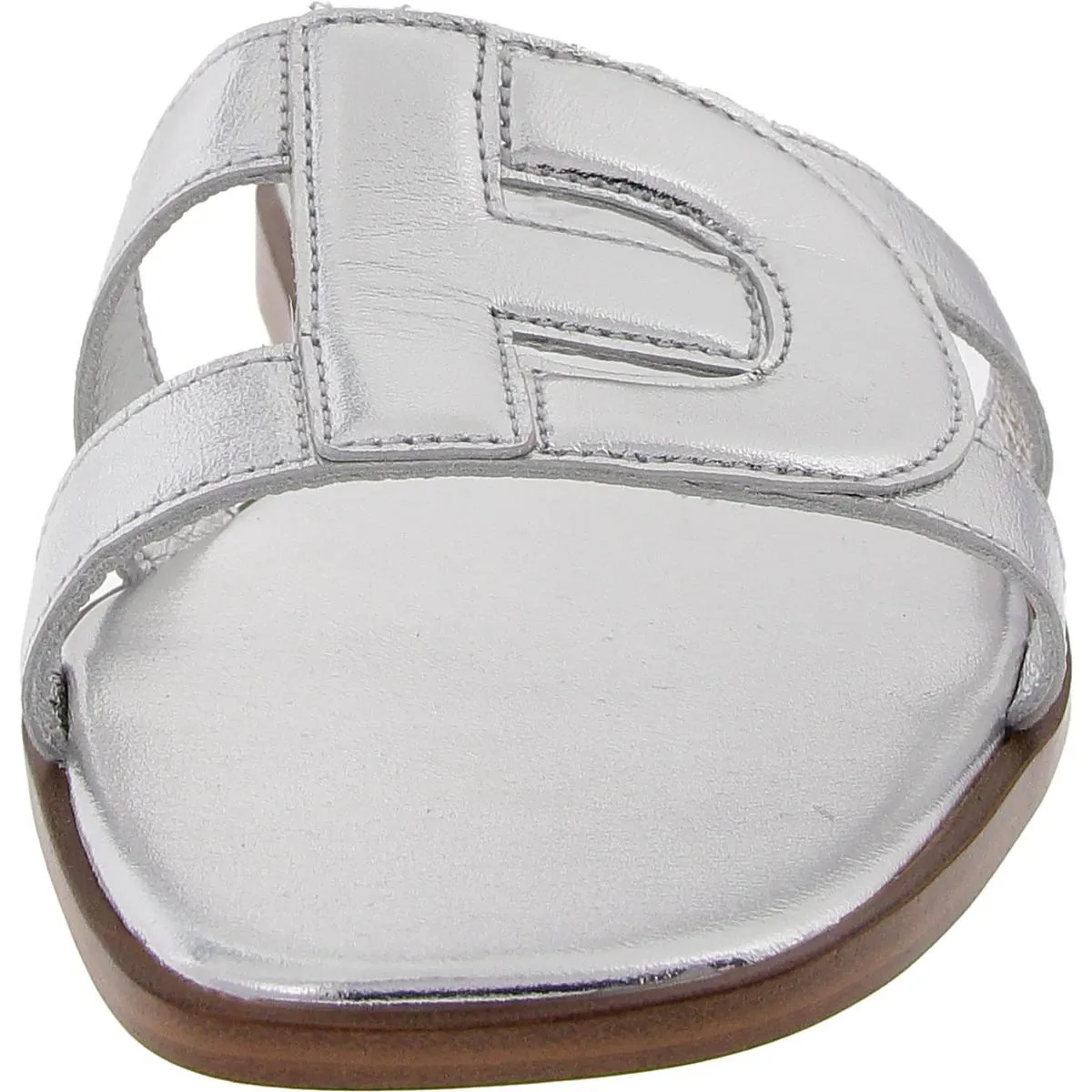 Chrisee Womens Leather Slip-On Slide Sandals