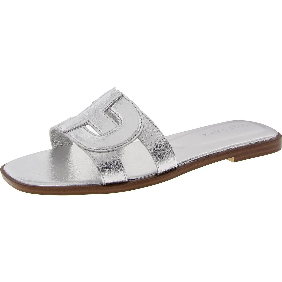Chrisee Womens Leather Slip-On Slide Sandals