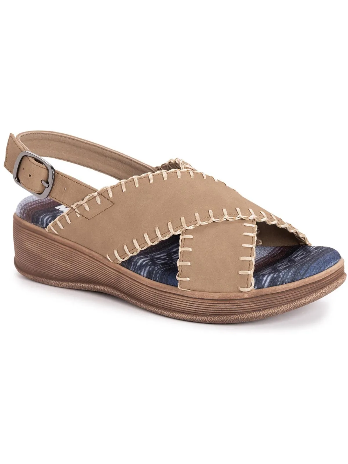 City Highrise Womens Faux Suede Criss Cross Front Slingback Sandals
