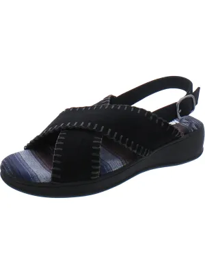 City Highrise Womens Faux Suede Criss Cross Front Slingback Sandals