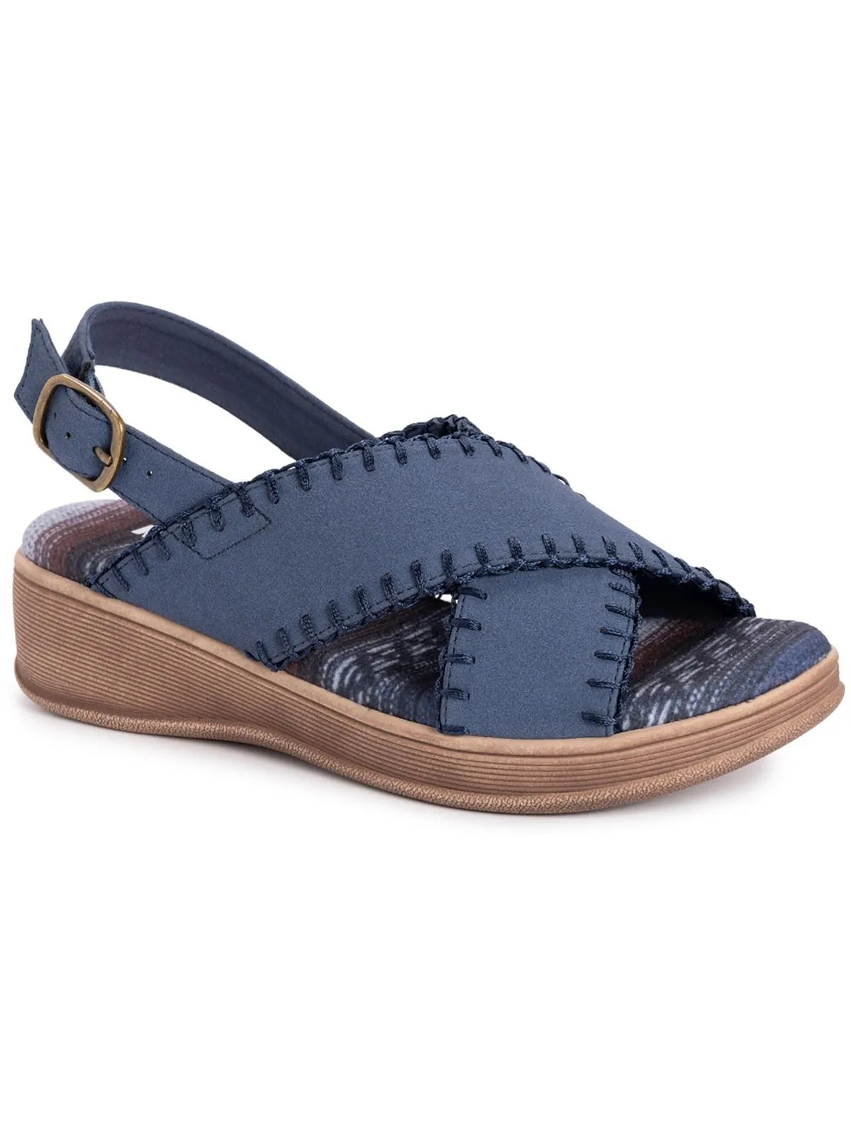 City Highrise Womens Faux Suede Criss Cross Front Slingback Sandals