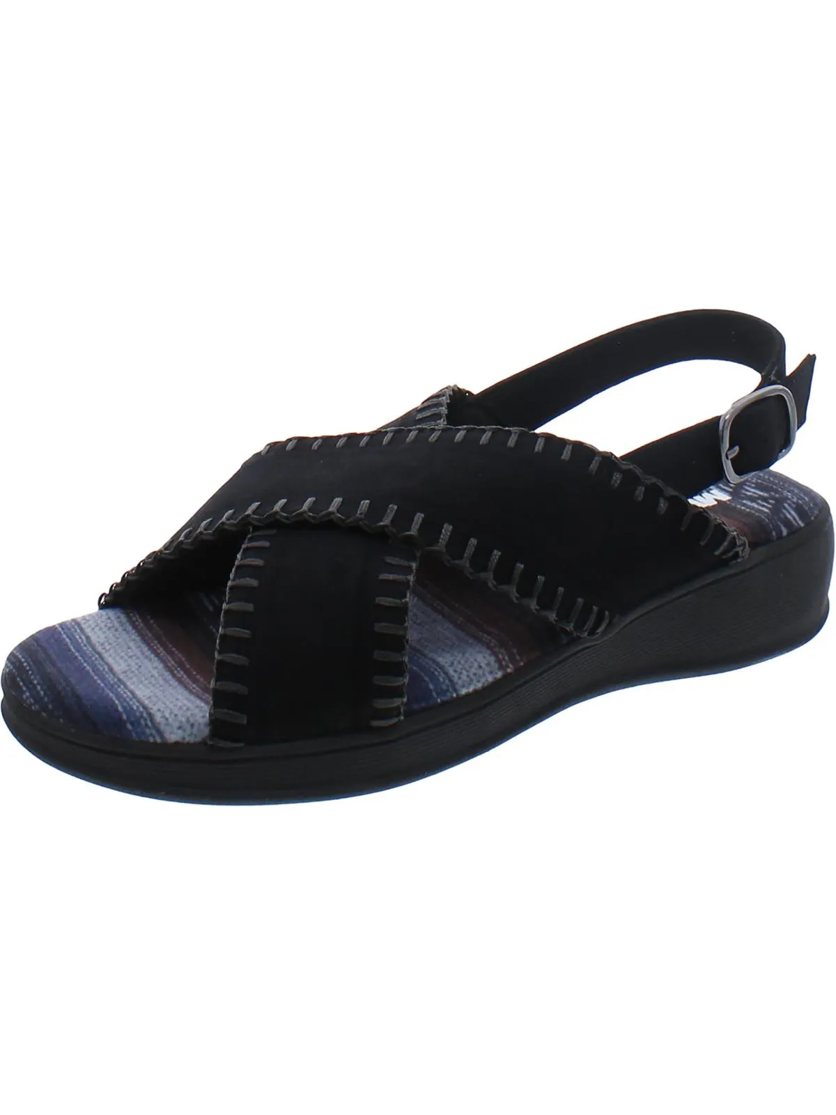 City Highrise Womens Faux Suede Criss Cross Front Slingback Sandals