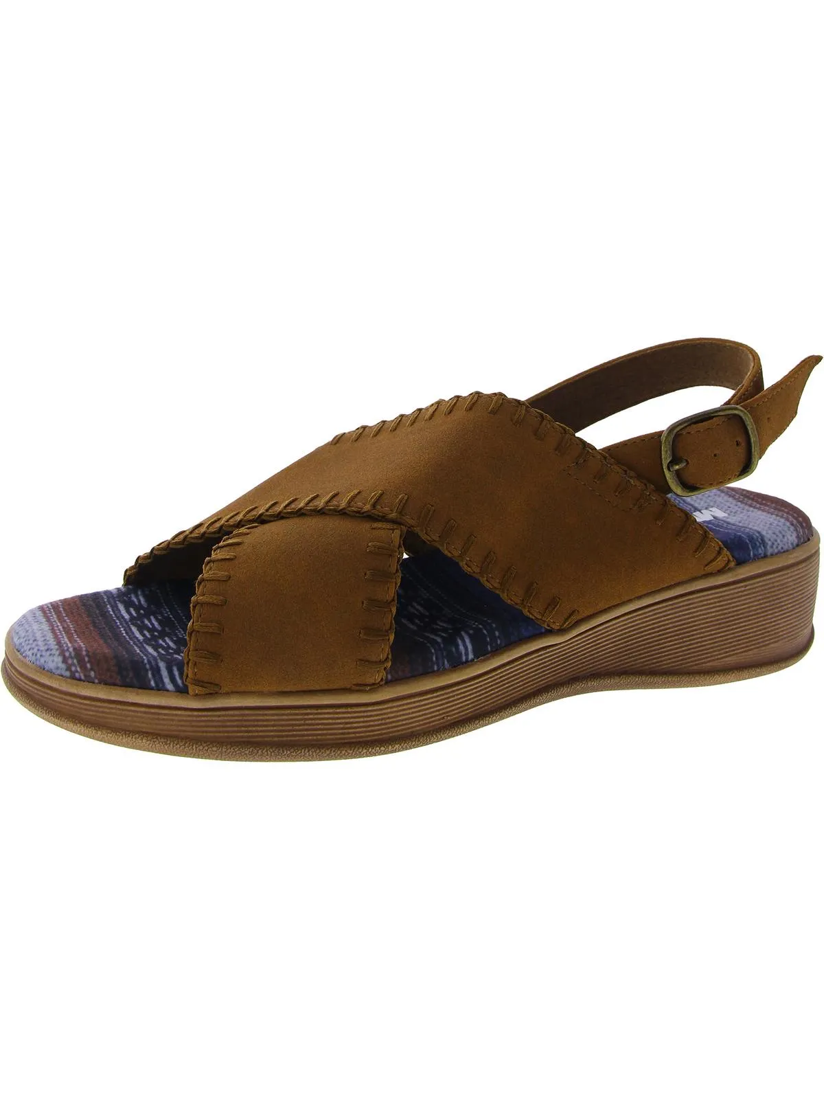 City Highrise Womens Faux Suede Criss Cross Front Slingback Sandals