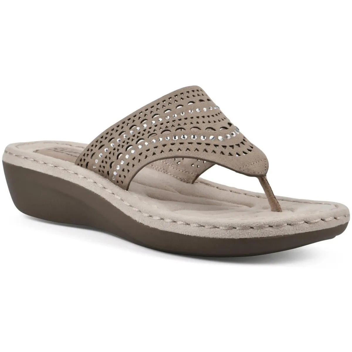 COMATE Womens Rhinestone Slip On Thong Sandals