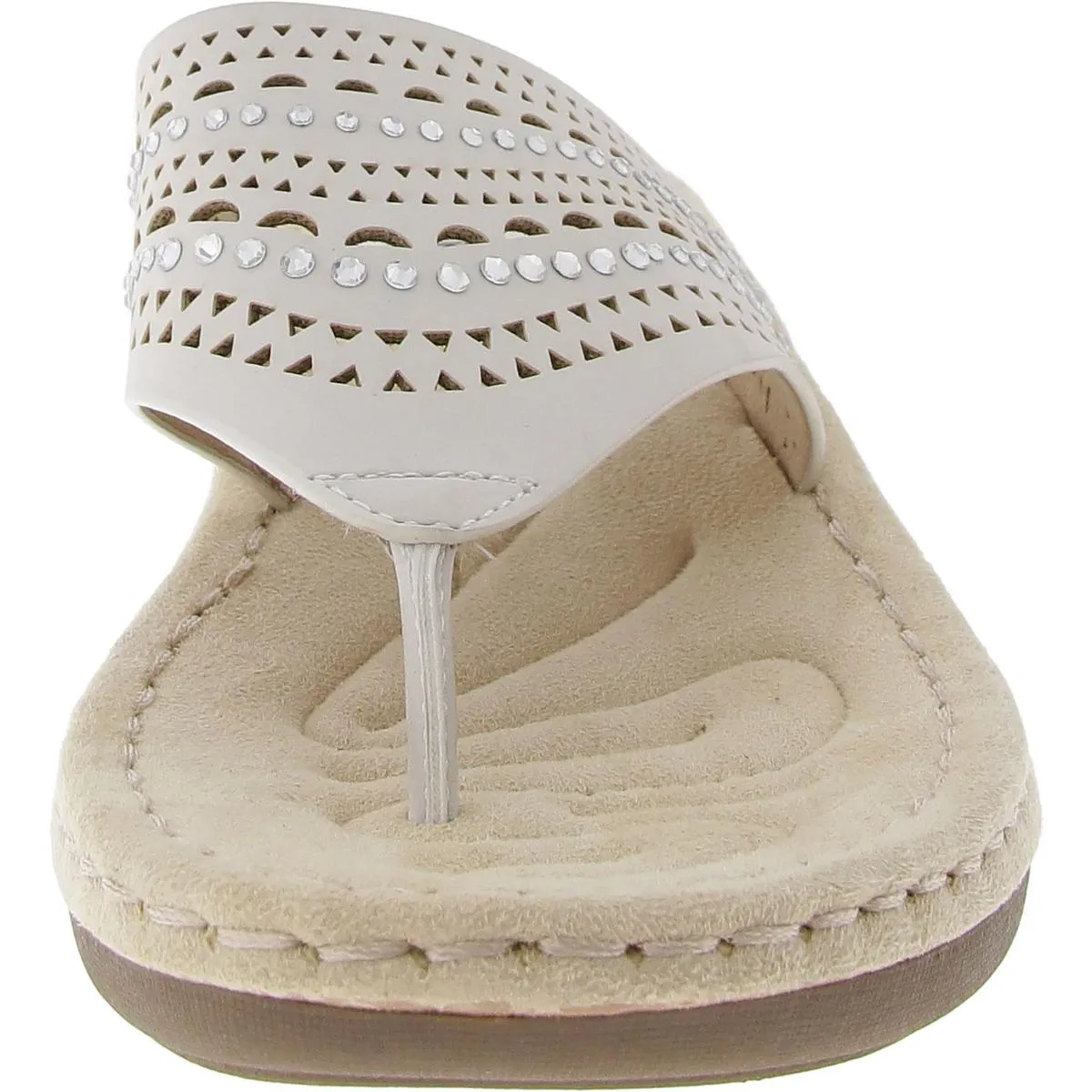 COMATE Womens Rhinestone Slip On Thong Sandals