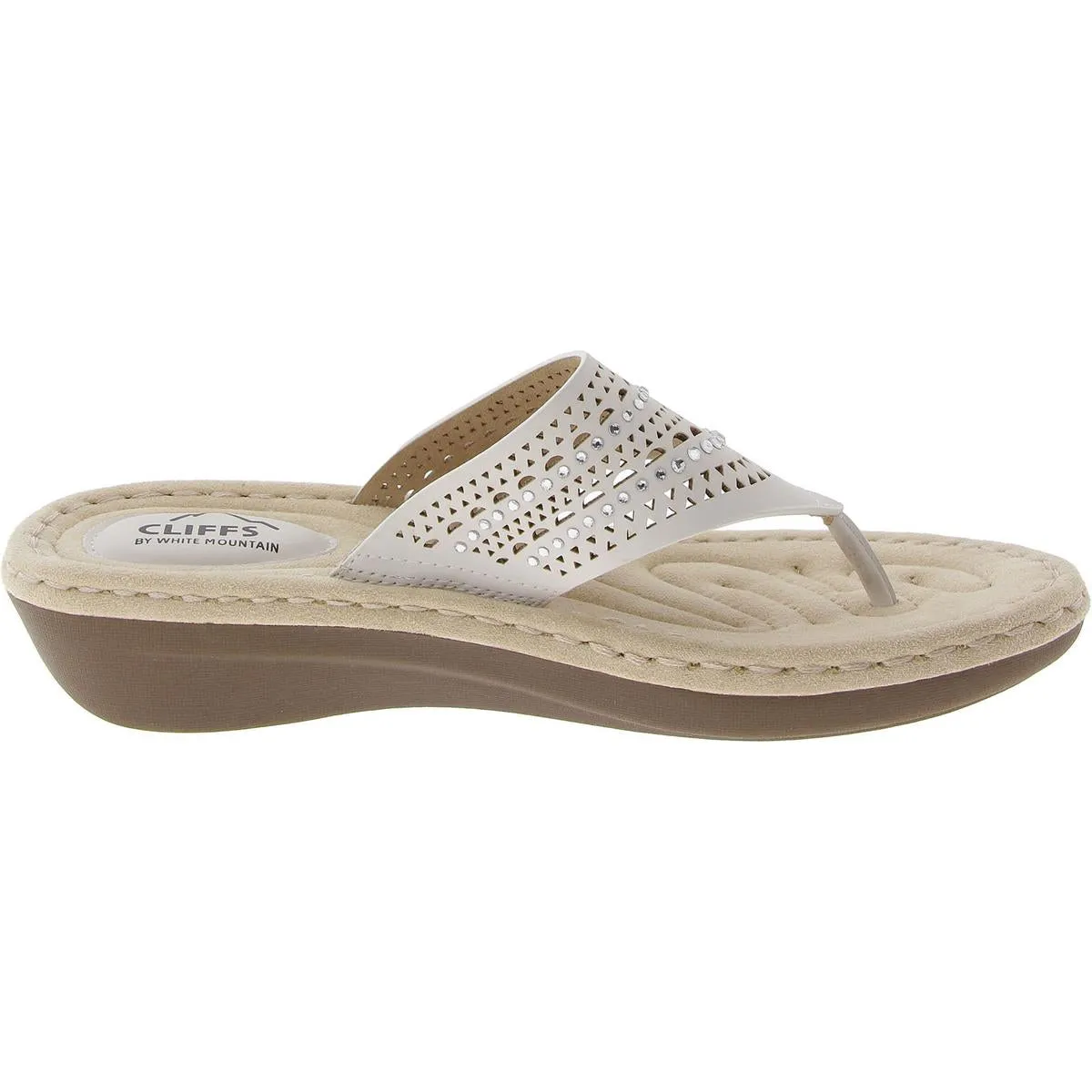 COMATE Womens Rhinestone Slip On Thong Sandals