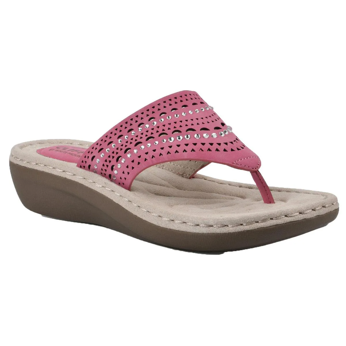 COMATE Womens Rhinestone Slip On Thong Sandals
