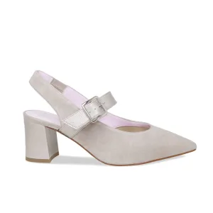 Corinne: Pale Taupe Suede &amp; Patent