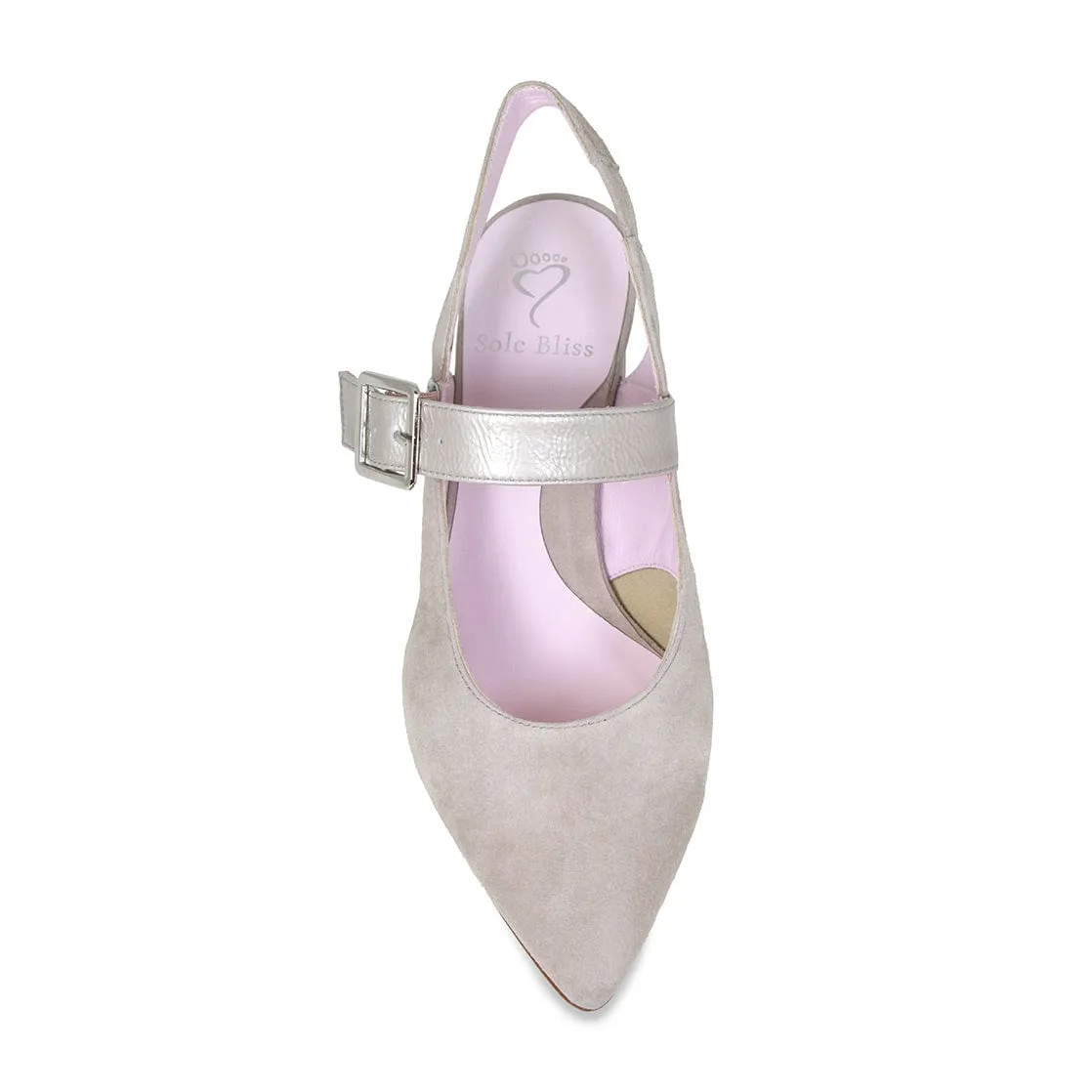 Corinne: Pale Taupe Suede &amp; Patent