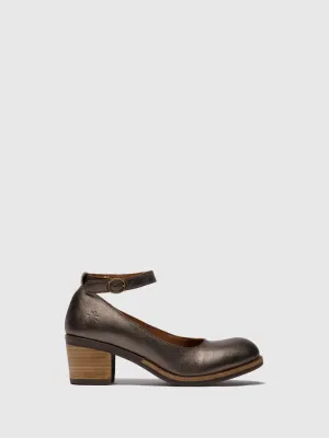 DarkGray Ankle Strap Shoes