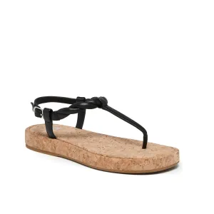 Dawn Twisted Strap Sandal In Black Leather