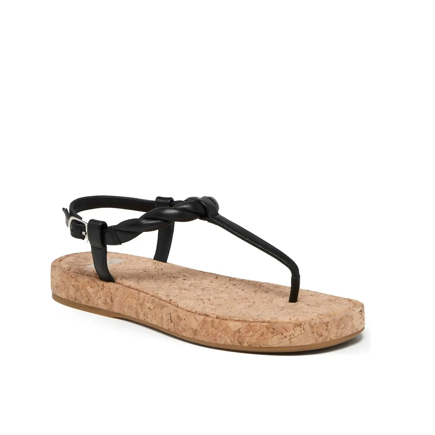 Dawn Twisted Strap Sandal In Black Leather