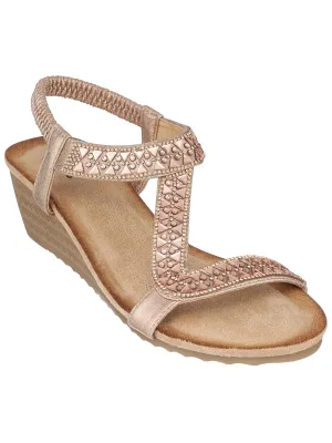 Dua Womens Embellished Almond Toe Wedge Sandals