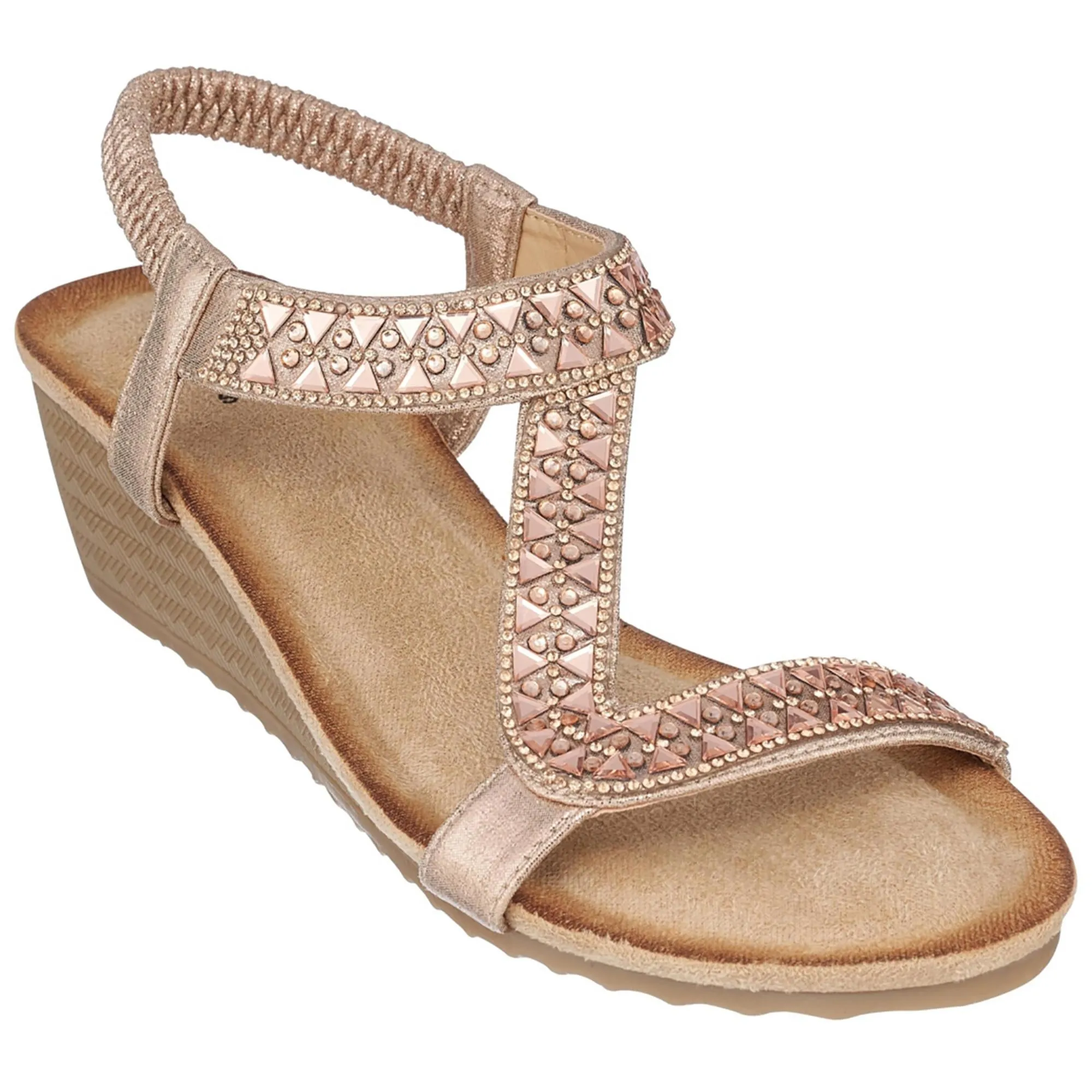 Dua Womens Embellished Almond Toe Wedge Sandals