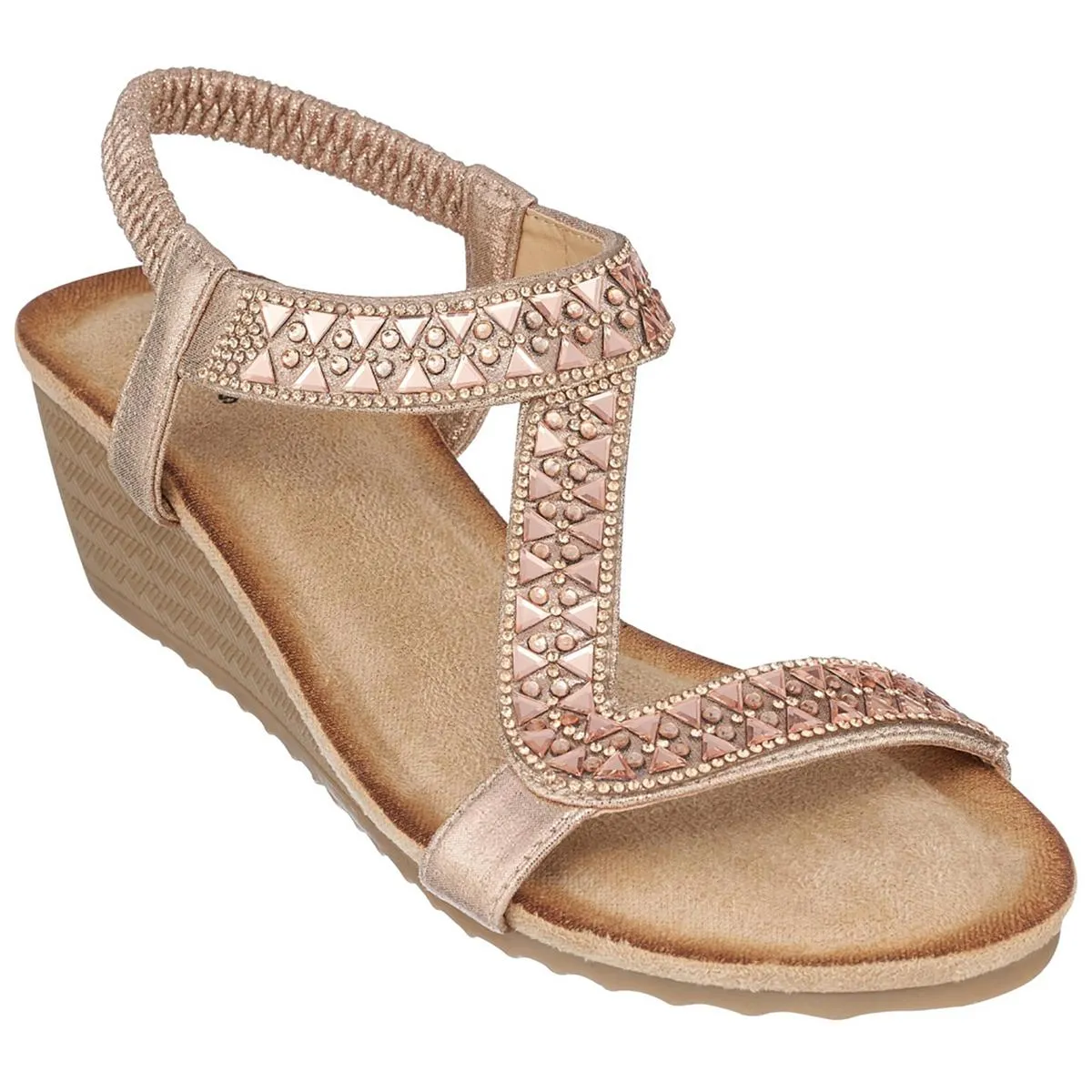 Dua Womens Embellished Almond Toe Wedge Sandals
