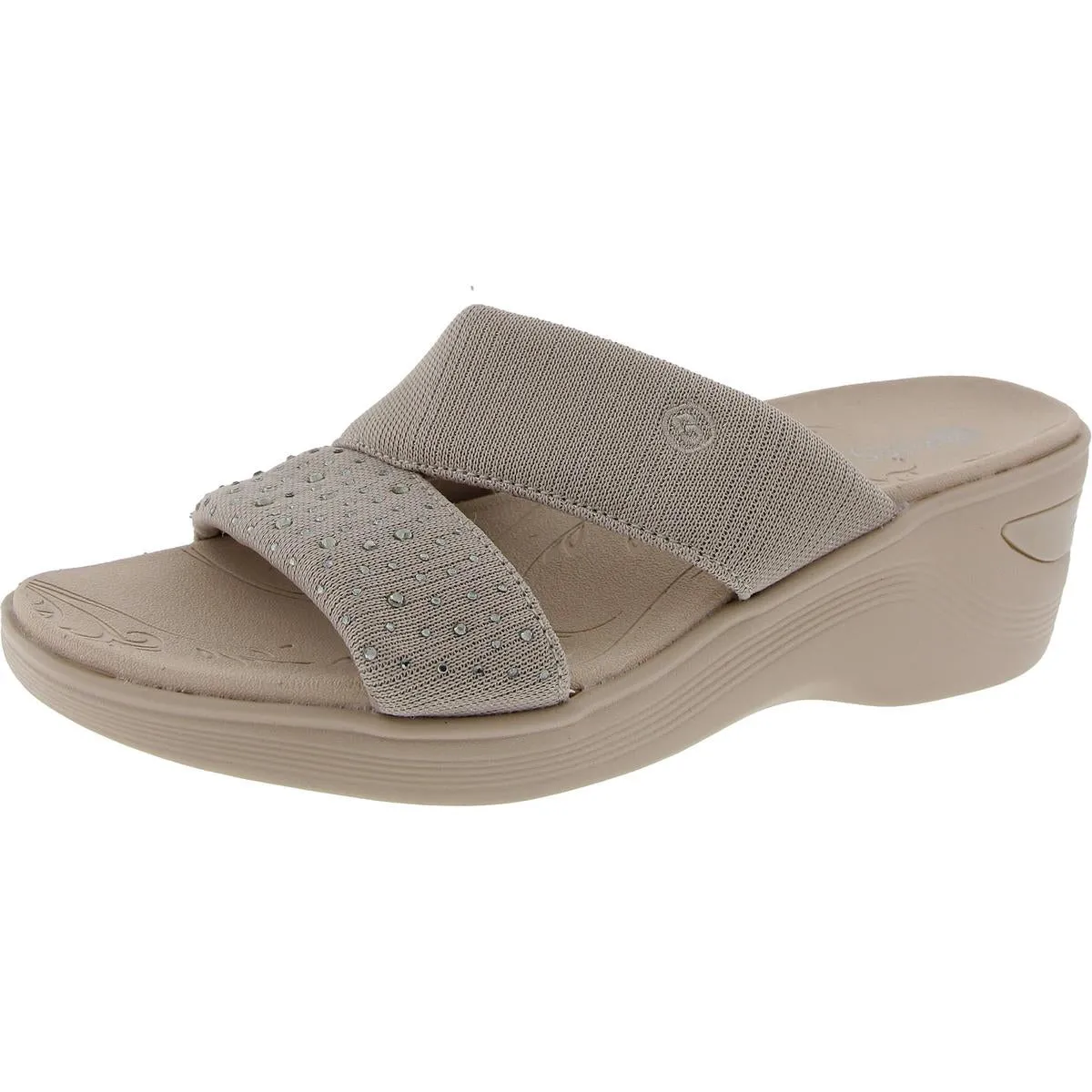 Dynasty Bright Womens Metallic Embellished Wedge Sandals
