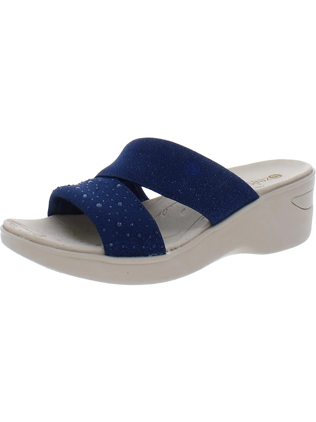 Dynasty Bright Womens Metallic Embellished Wedge Sandals