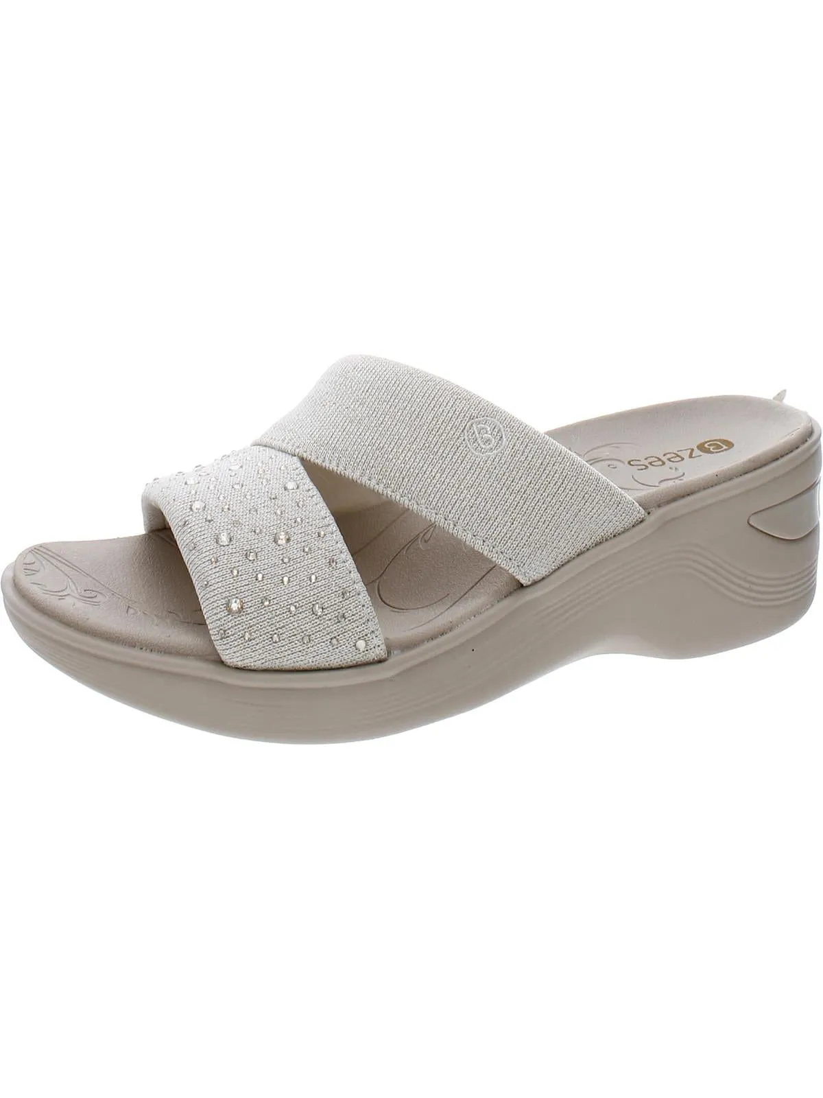 Dynasty Bright Womens Metallic Embellished Wedge Sandals
