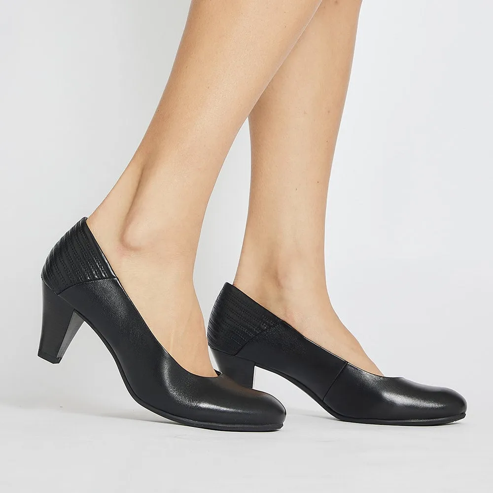 Edina Heel in Black Leather