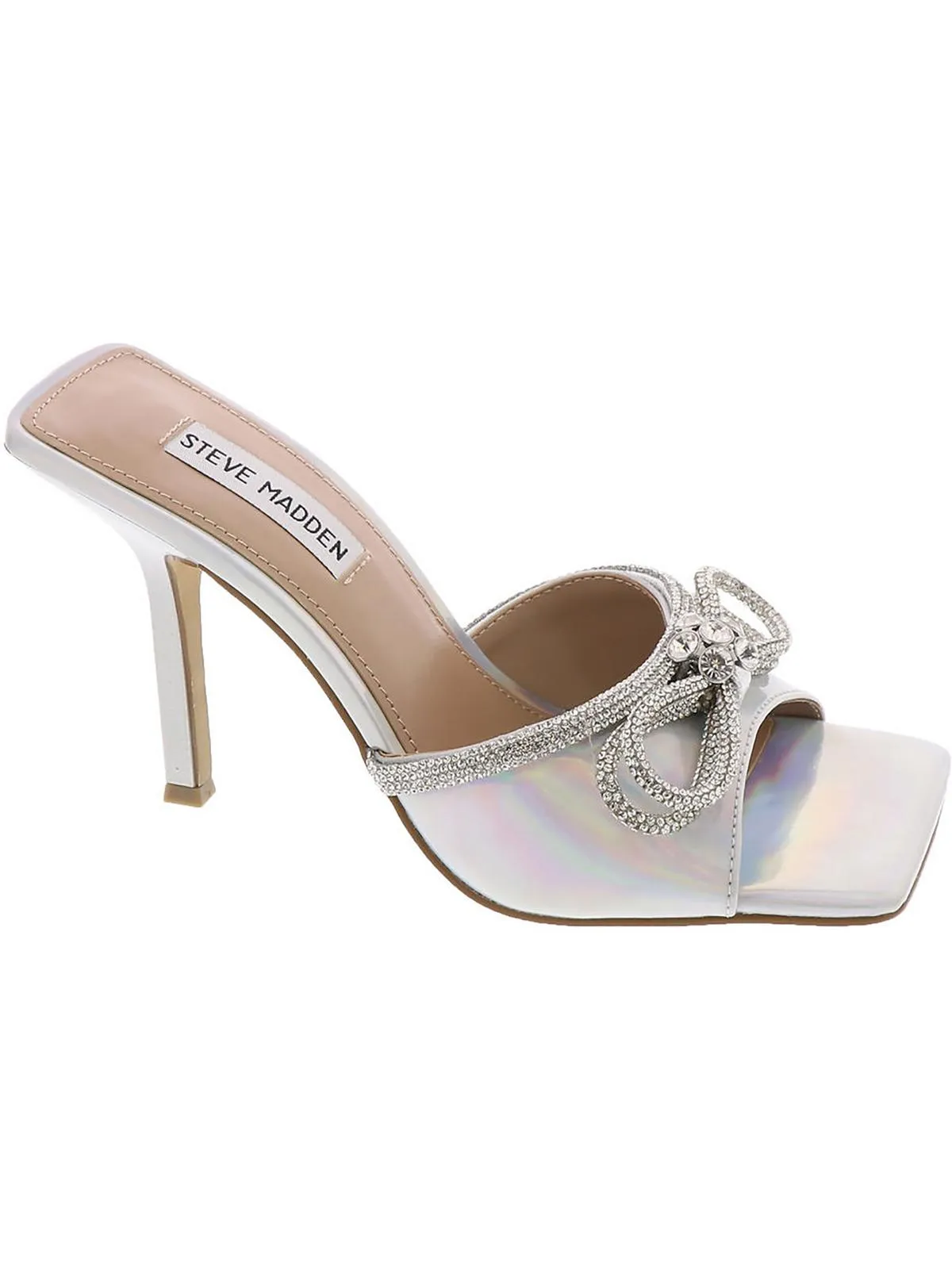 Embellish Womens Faux Leather Slip-On Heels