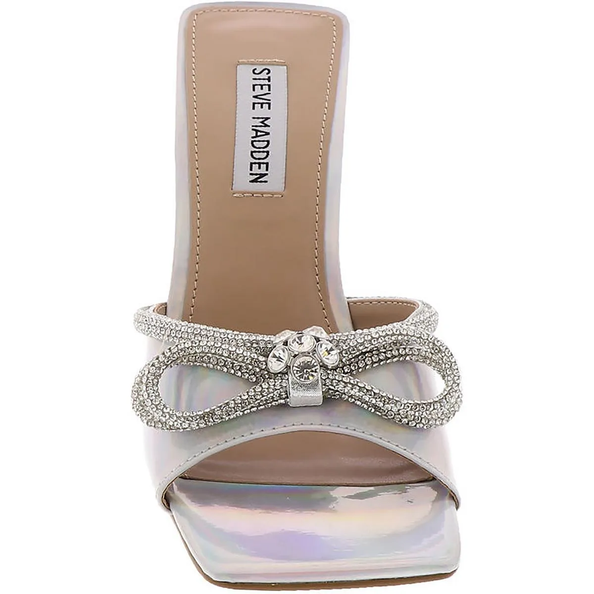 Embellish Womens Faux Leather Slip-On Heels