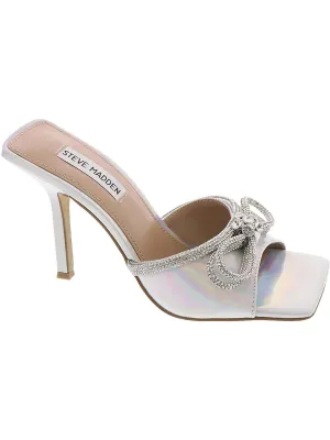Embellish Womens Faux Leather Slip-On Heels