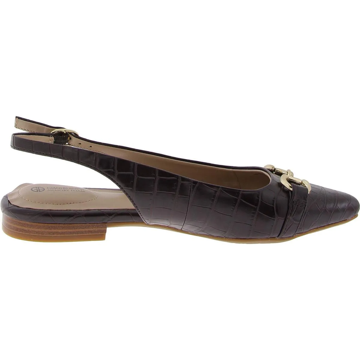 EMERSYNN Womens Faux Leather Flat Slingbacks