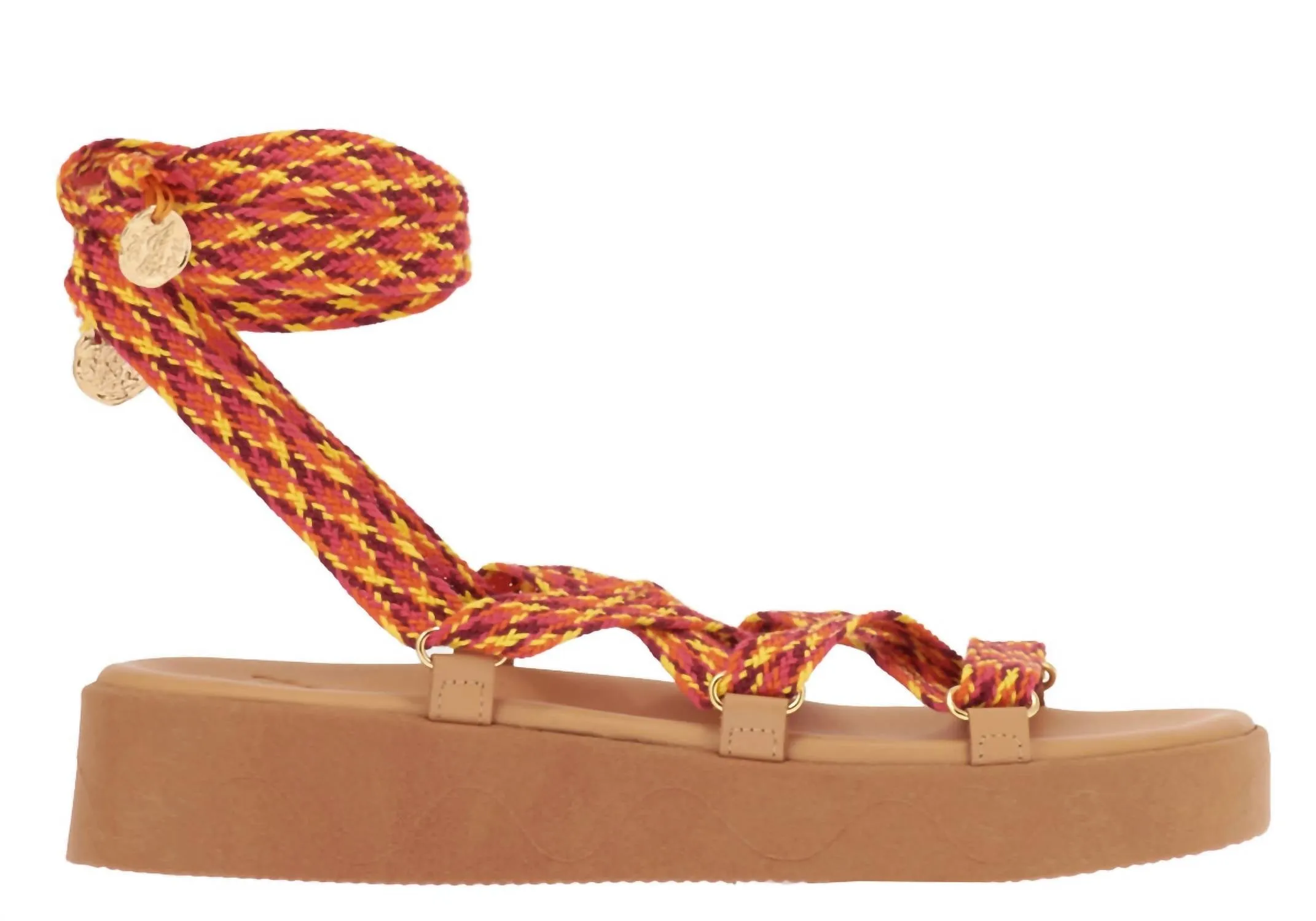 Evelina Rope Sandals In Multi Fuchsia