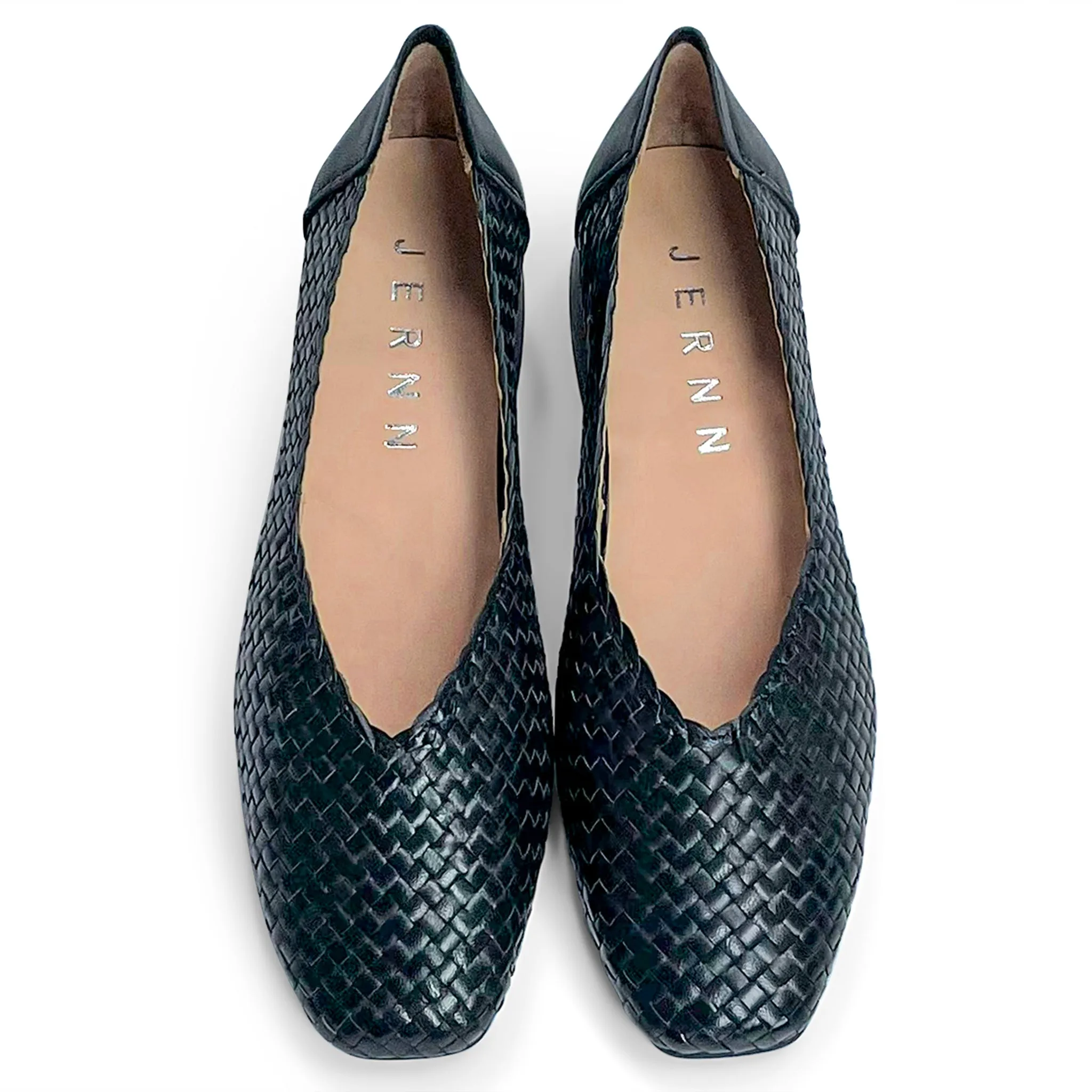 Evelyn handwoven square round low pumps
