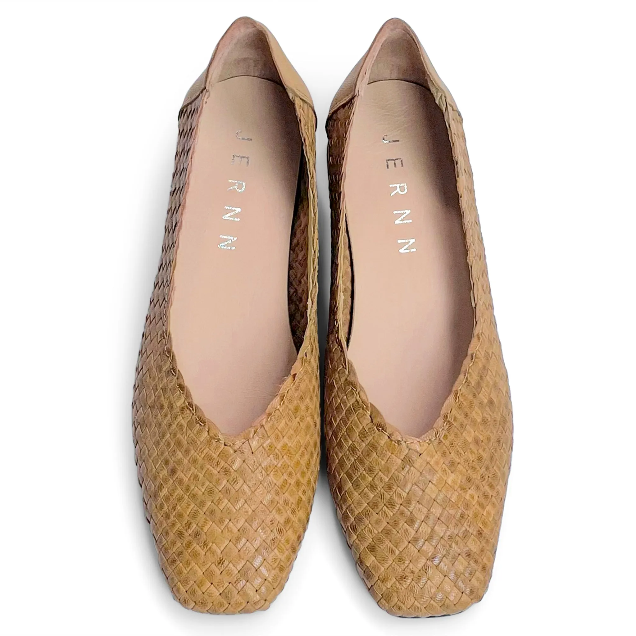 Evelyn handwoven square round low pumps