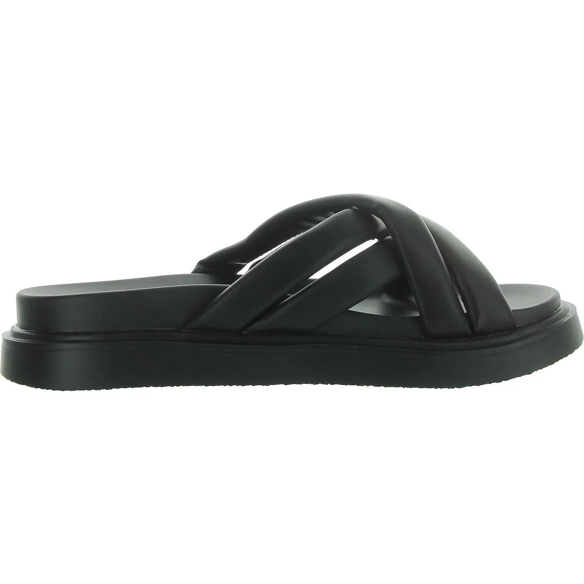 Fabio Womens Faux Leather Footbed Slide Sandals