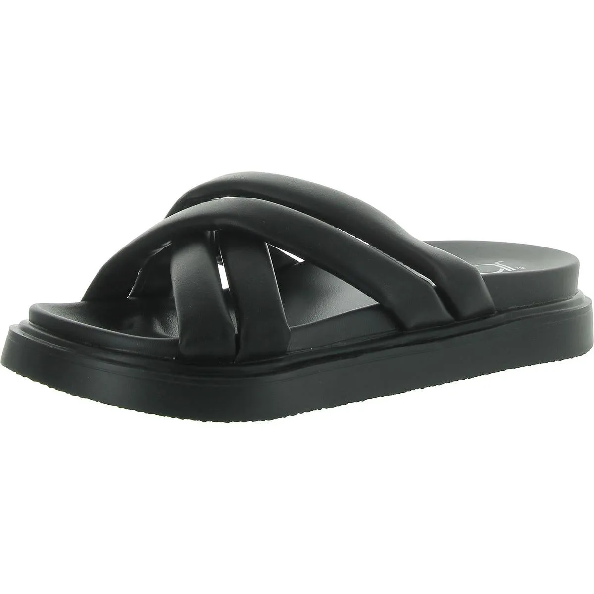 Fabio Womens Faux Leather Footbed Slide Sandals