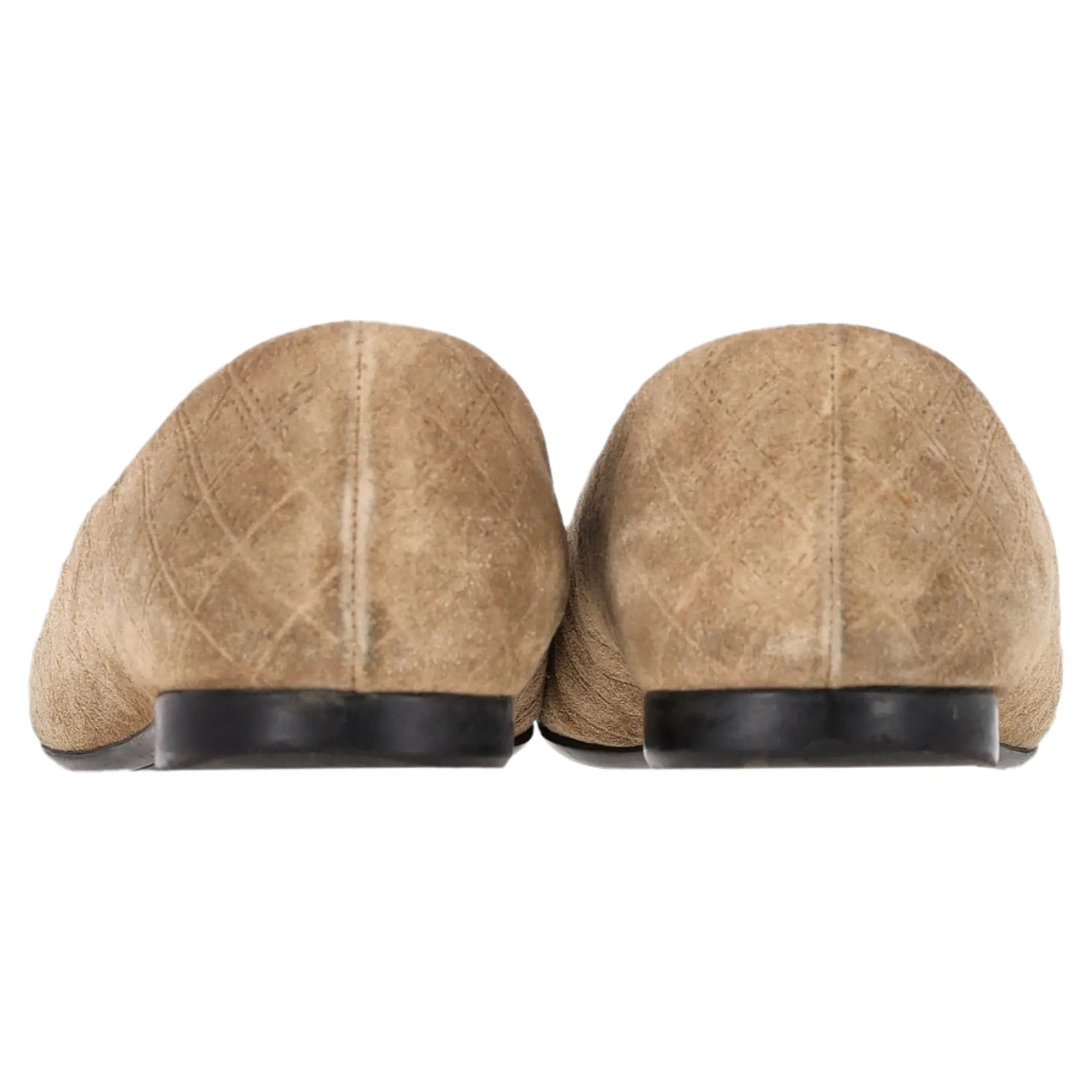 Ferragamo Cap Toe Ballerinas in Brown Suede