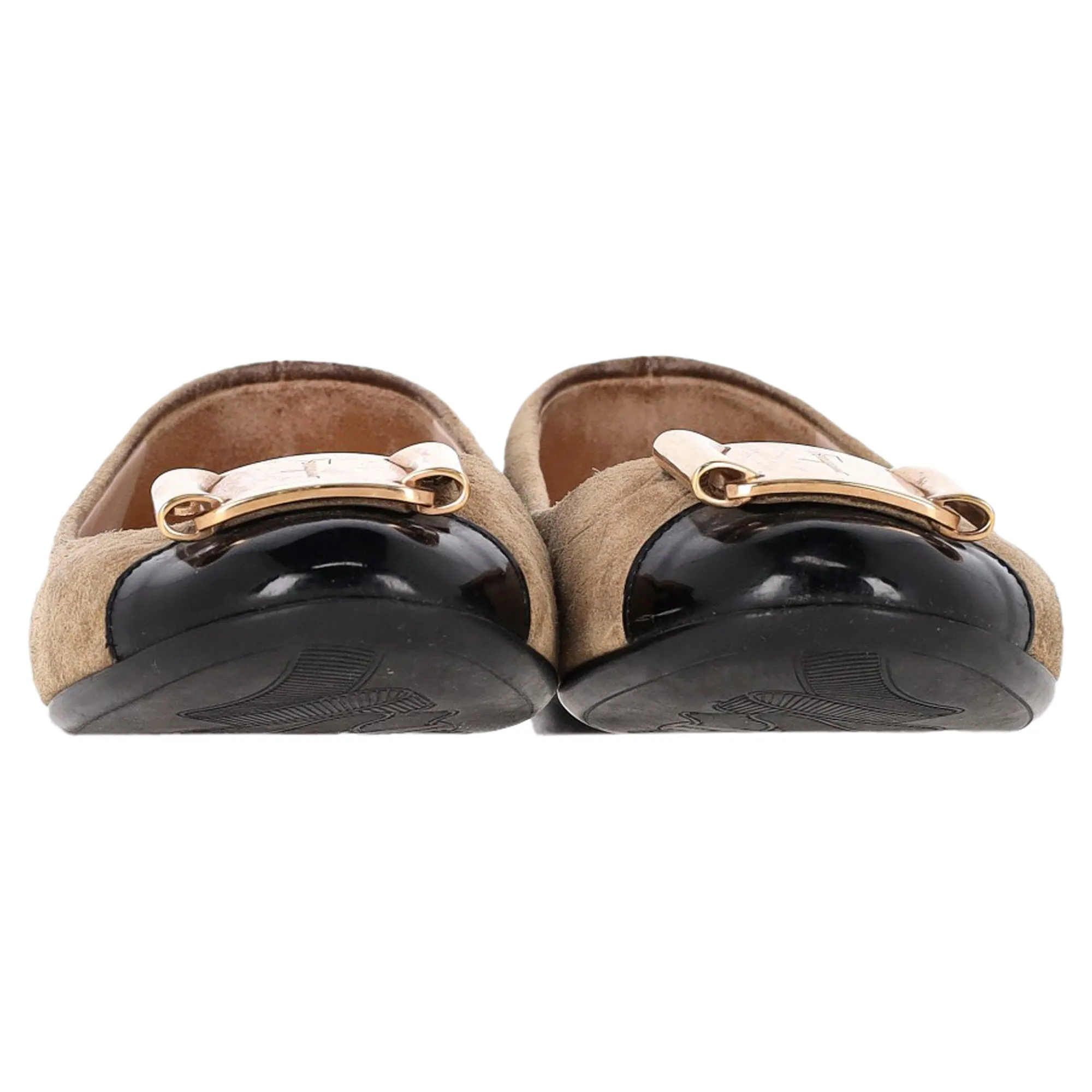 Ferragamo Cap Toe Ballerinas in Brown Suede