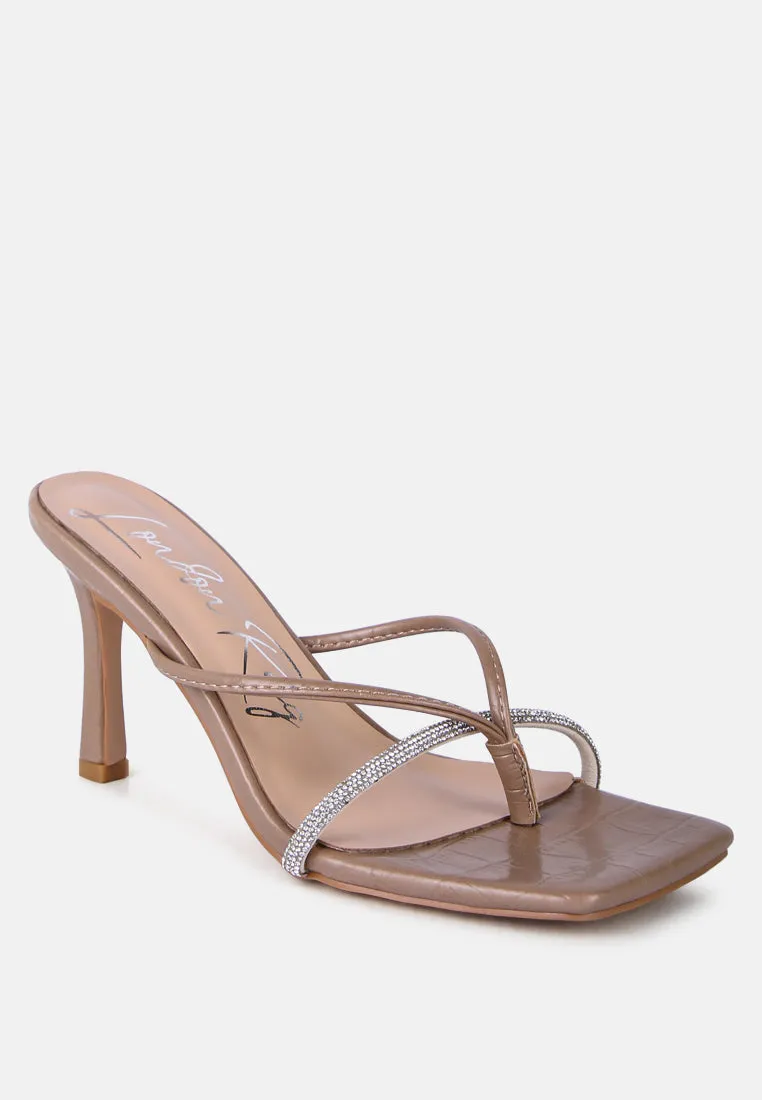 fetish croc rhinestone slider sandals