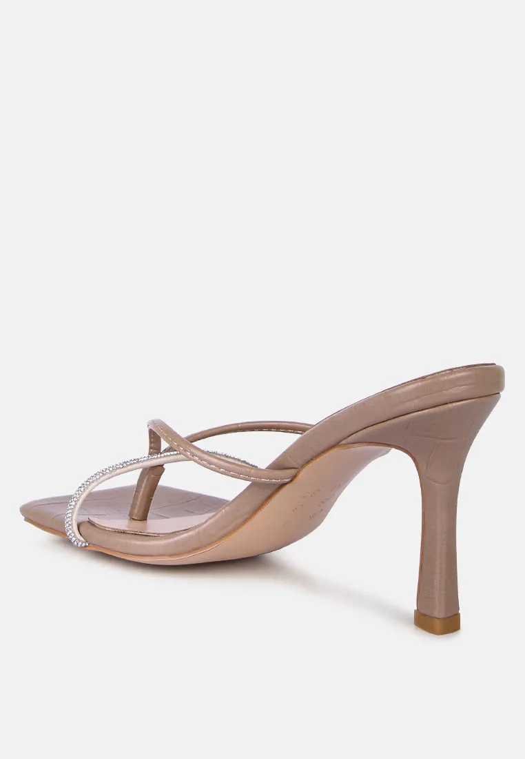fetish croc rhinestone slider sandals