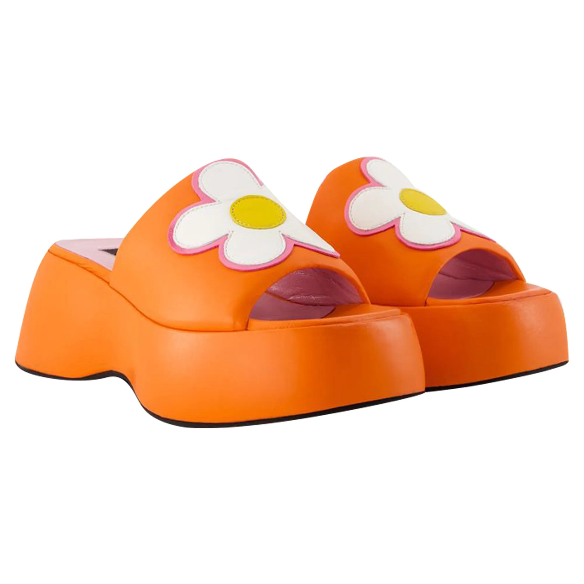 Flower Sandals - Carel - Leather - Orange