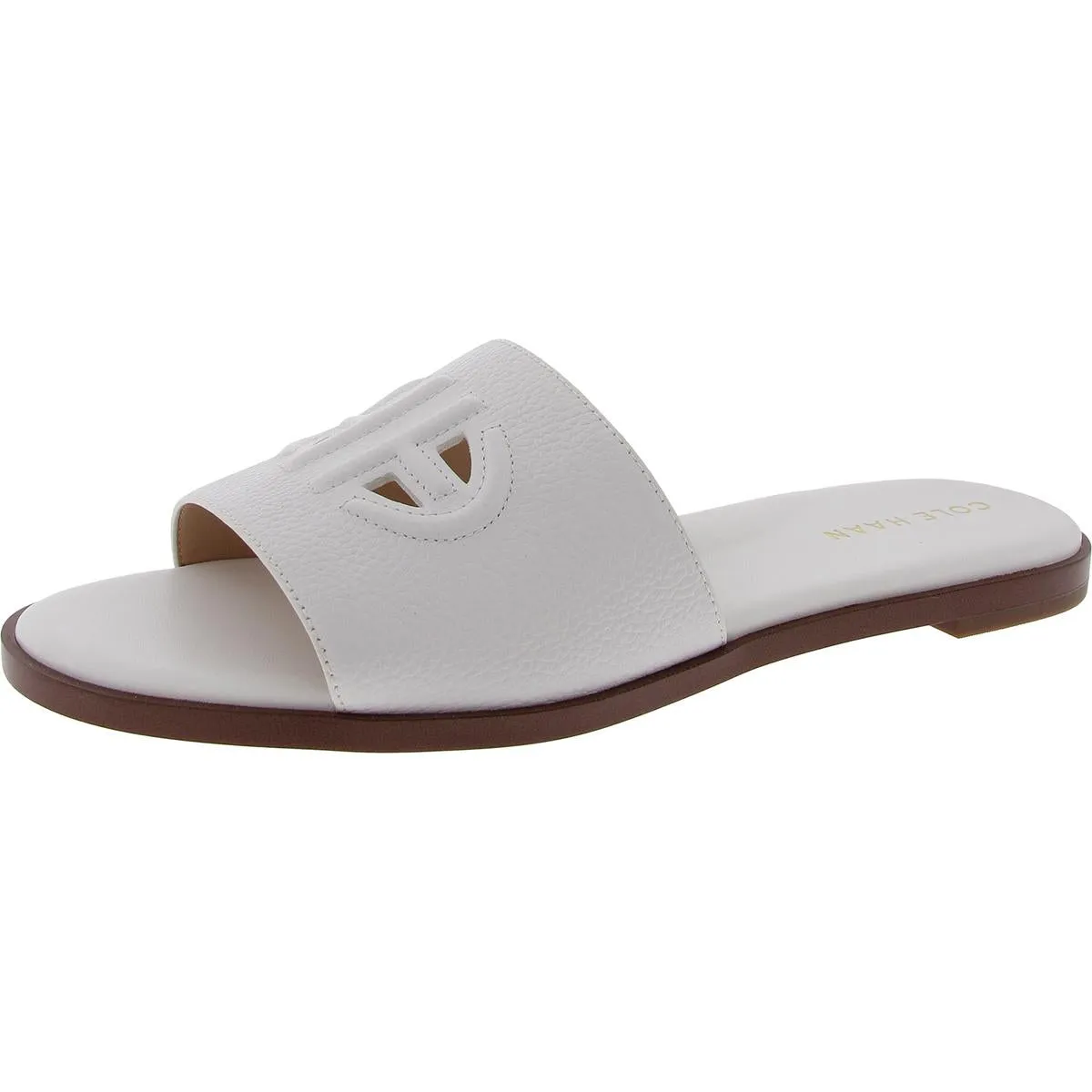 Flynn Logo Slide Womens Faux Suede Round Toe Slide Sandals