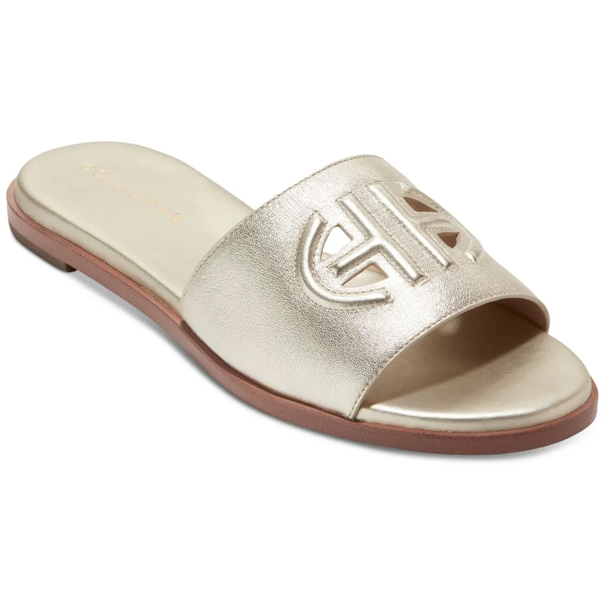 Flynn Logo Slide Womens Faux Suede Round Toe Slide Sandals