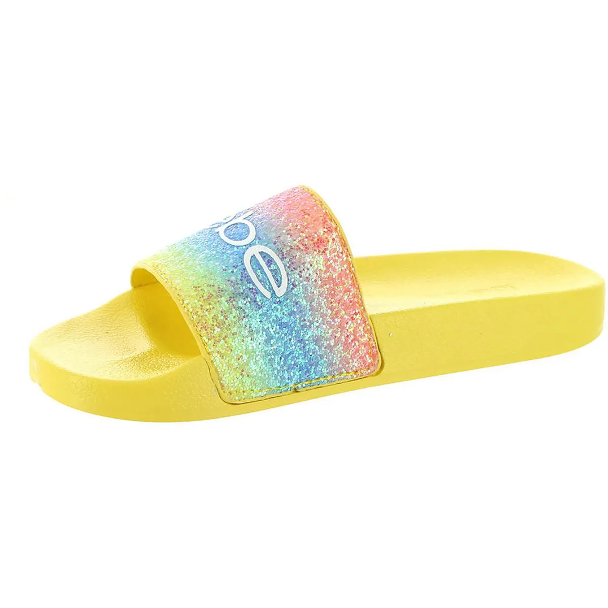 Fraida Womens Glitter Logo Slide Sandals